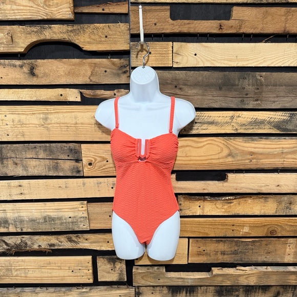 SEA LEVEL SWIM‎ Spinnaker U Bar Bandeau One
Piece Swimsuit In Tangerine NWT 6 - Picture 1 of 8